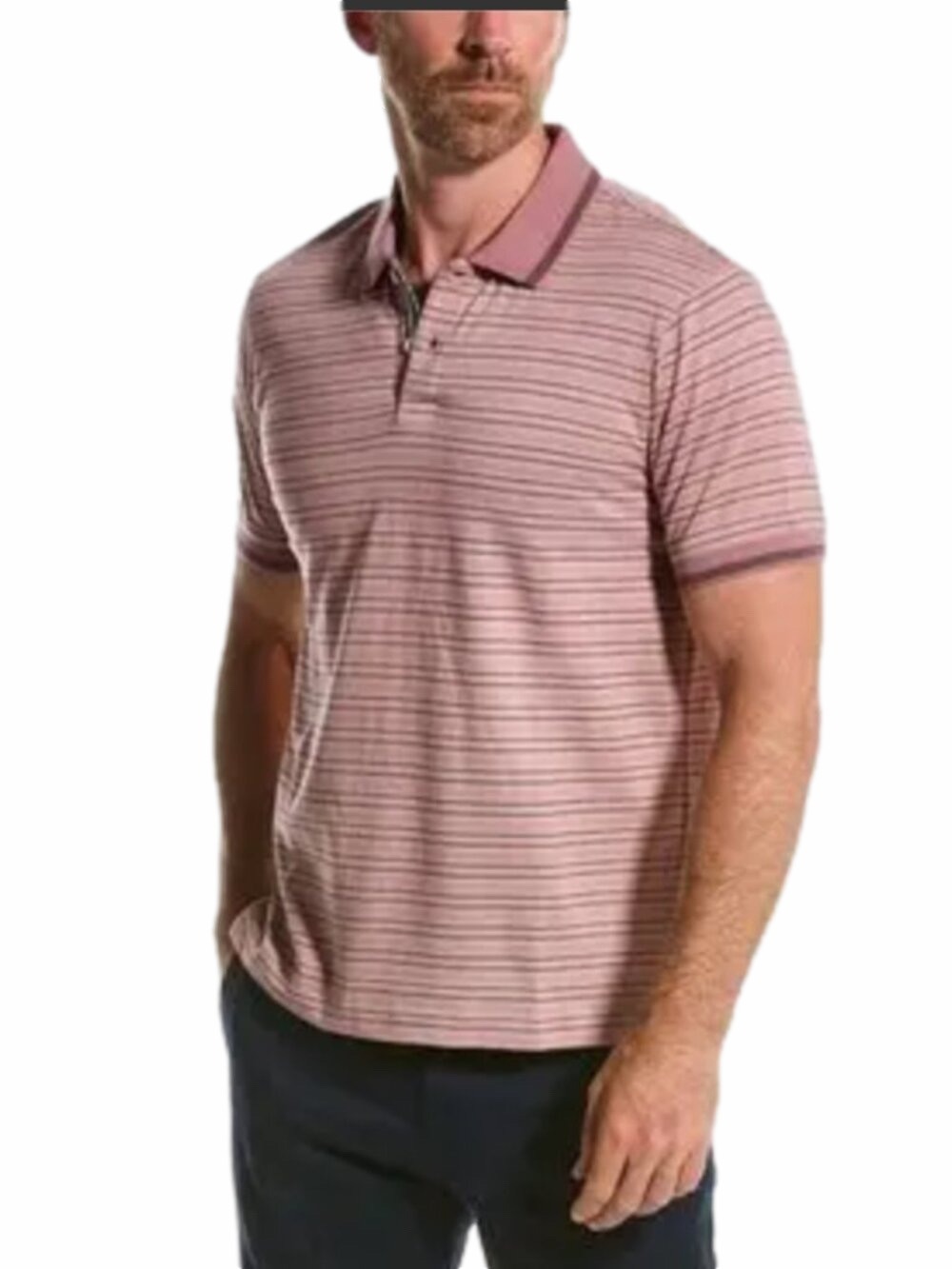 Ted Baker London Beakon Slim Fit Pink Striped Polo Shirt - Size 7/XXXL